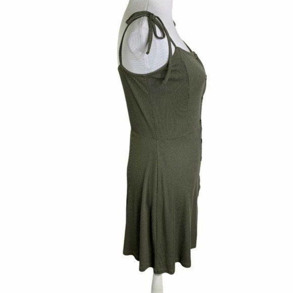 Topshop  Ribbed Button Up Tie Shoulders Mini Dress - Picture 6 of 10